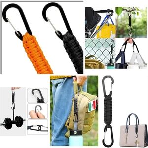 🍎2 New Outdoor Carabiner Military Paracord Rope Keychain Braided Lanyard Hanger